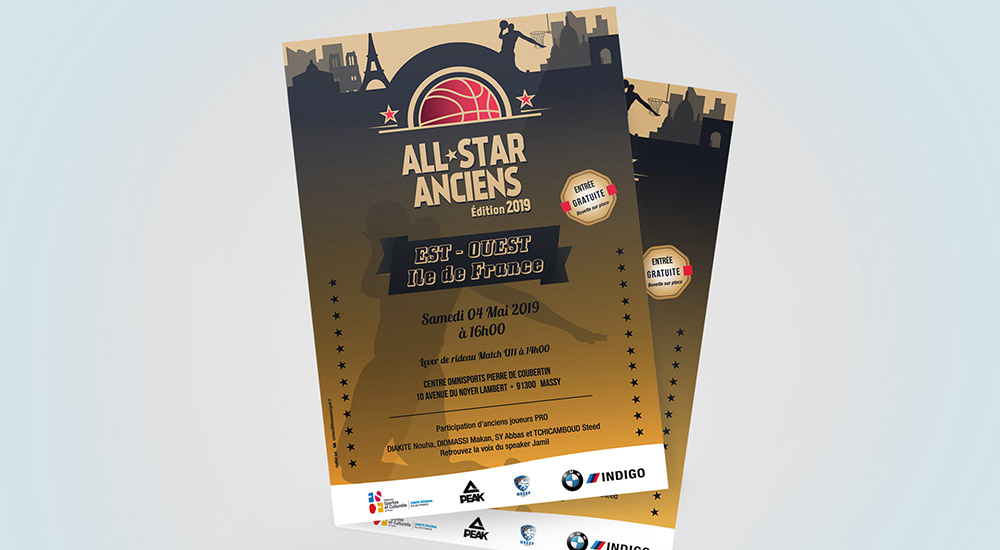 Création logo flyer all star anciens île de france graphiste orléans thomas burguet