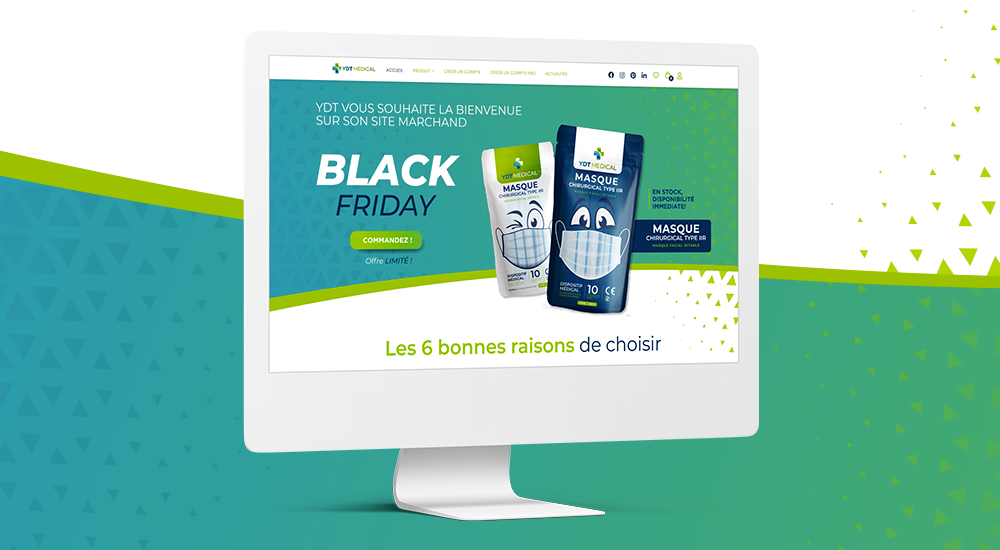 Landing page webdesign YDT medical masque covid graphiste orléans thomas burguet freelance